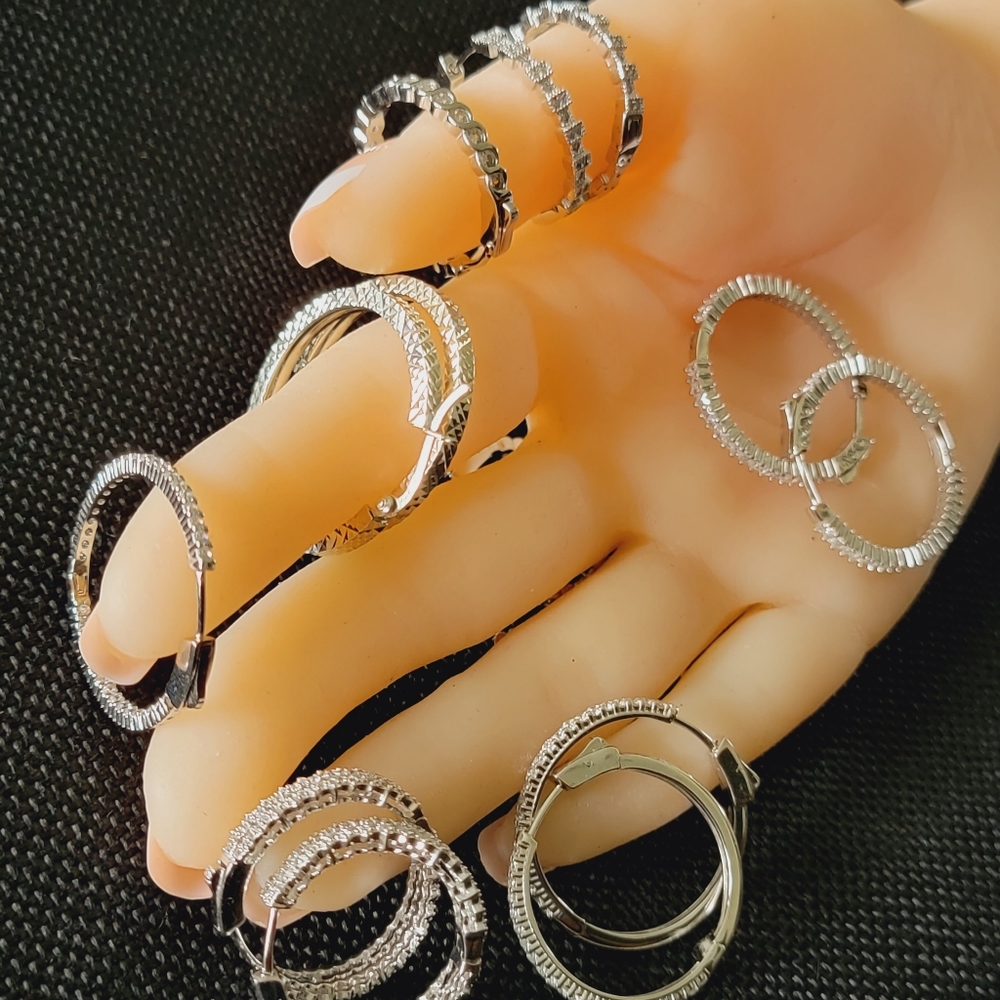 BEAUTIFUL HOOP EARRINGS-925 STERLING SILVER